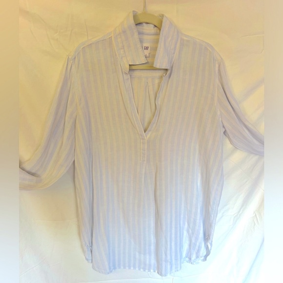 GAP Linen tunic. Light blue and white stripes. Size XL. - Picture 3 of 9